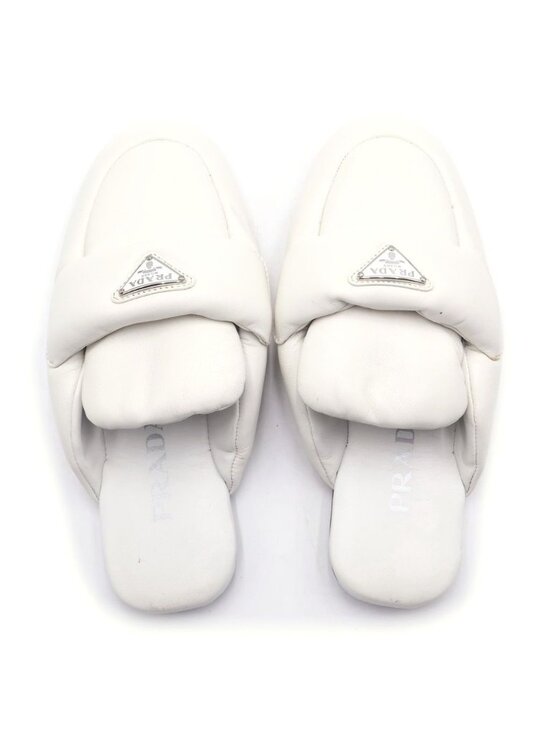 Leather ballet flats in white - Prada | Mytheresa Prada Soft Patted Donappa Leather Flat Shoes White